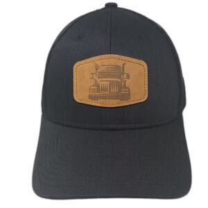 Fierce Headwear Trucker Hat Black Brown Snapback OS Semi-Truck Patch Mesh Back